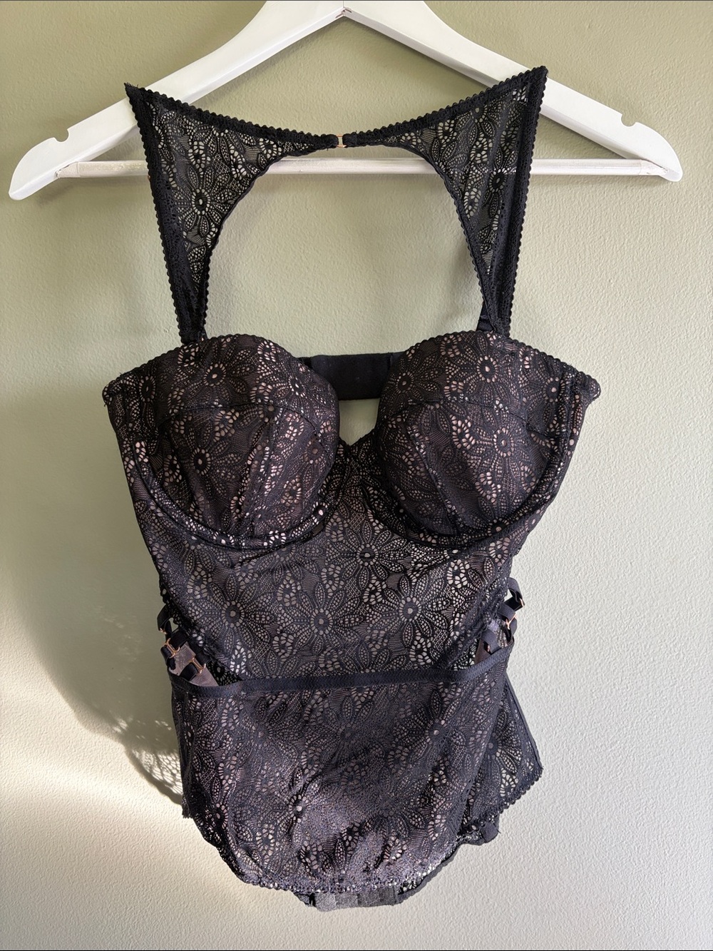 victories secret black lace halter lingerie size 36c